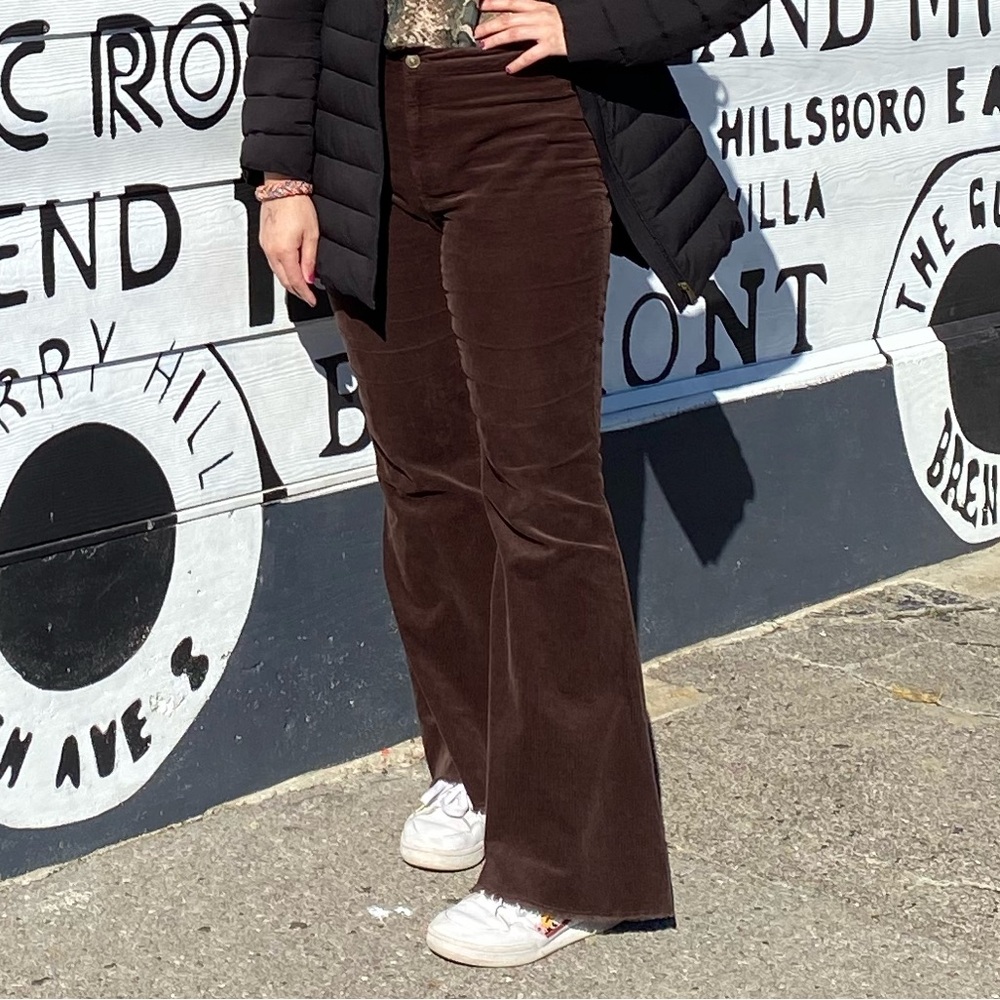 Brown corduroy flare pants
